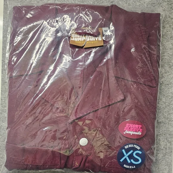 Big Bud Press Short-Sleeve Utility Jumpsuit in Cranberry XS NWT Sample Sale - Picture 2 of 5
